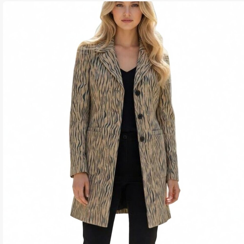 🦓 Suede Zebra Animal Print Jacket. Size M